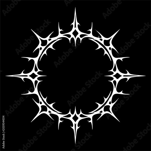 Foto Sharp crown of thorns vector illustration in neo tribal style for heavy metal ba