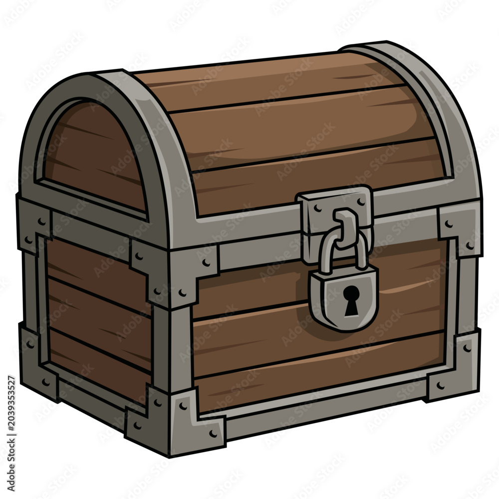 Ταπετσαρία Locked wooden treasure chest icon for fantasy RPG game loot box