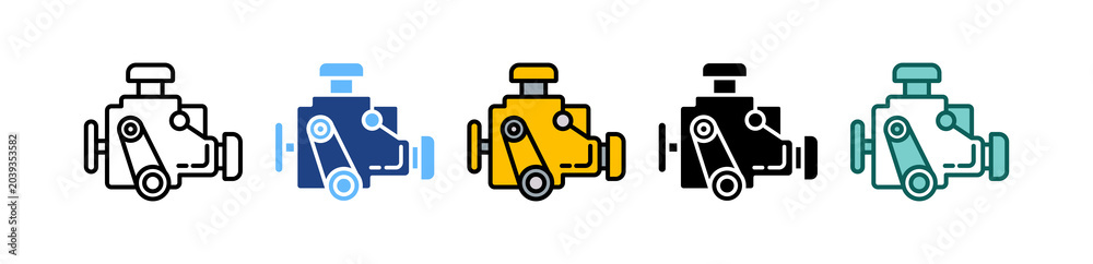 Naklejka premium Machine Engine multiple icon