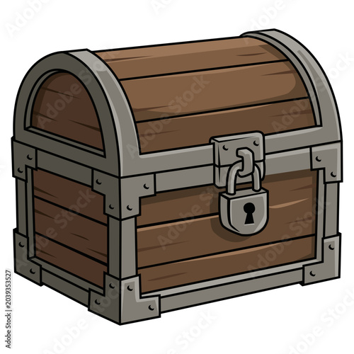 Fotografía Locked wooden treasure chest icon for fantasy RPG game loot box