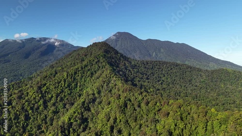 Magical aerial views taken from a drone move back and forth to show the stunning green canopy of this beautiful part of Indonesia.