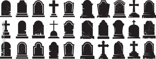 Foto Collection of halloween grave silhouette