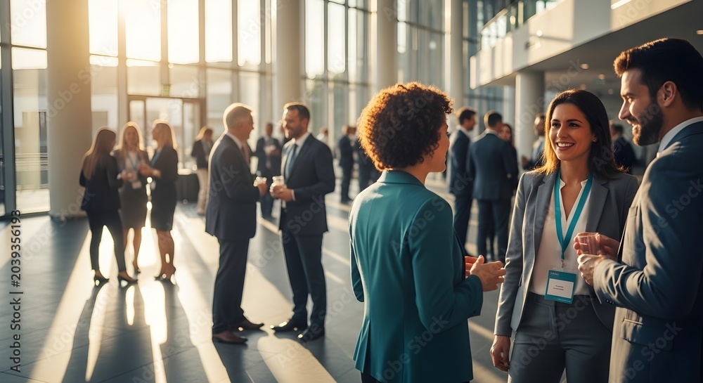 Obraz premium Successful Business People Networking at a Professional Conference Event