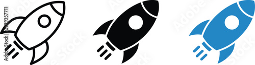Konstfotografi Rocket Icon Launch Design Symbolizing Entrepreneurial Success, Project Acceleration, Innovation Strategy And Business Growth Vector Illustration