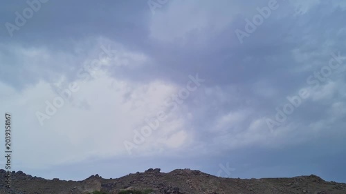 Hyperlapse or timelapse of Moving white Clouds Across a Bright Blue Sky Background