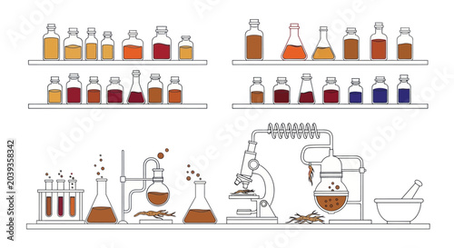 Foto Vintage Laboratory Equipment and Glassware Illustration