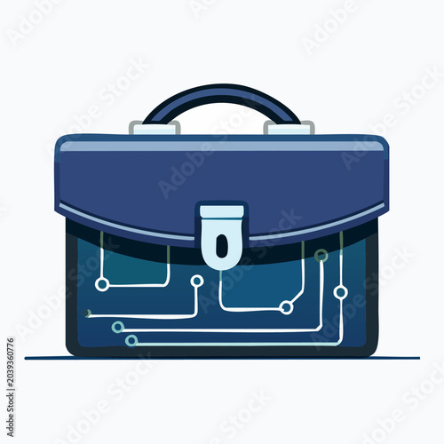 Digital Briefcase with Circuit Board Design Representing Modern Business and Technology.