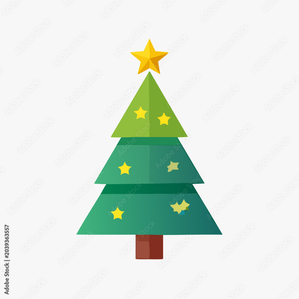 Obraz premium Festive Christmas Tree with Star and Decorations on White Background.