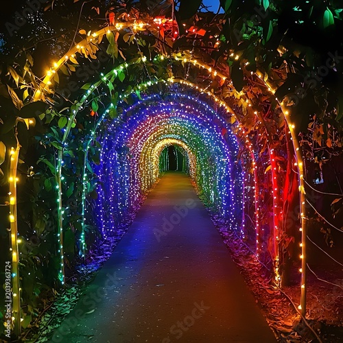 Glowing Rainbow Archway Night Lights High Resolution Picture