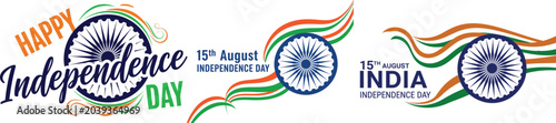 Photos Indian independence day vector designs with ashoka chakra and tricolor flags
