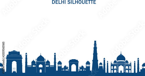Φωτογραφία Delhi skyline silhouette india landmark icon