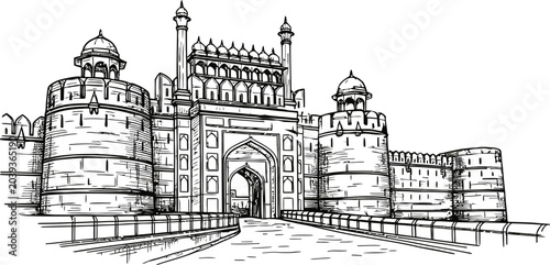 Obraz na plátně Red fort delhi india illustration