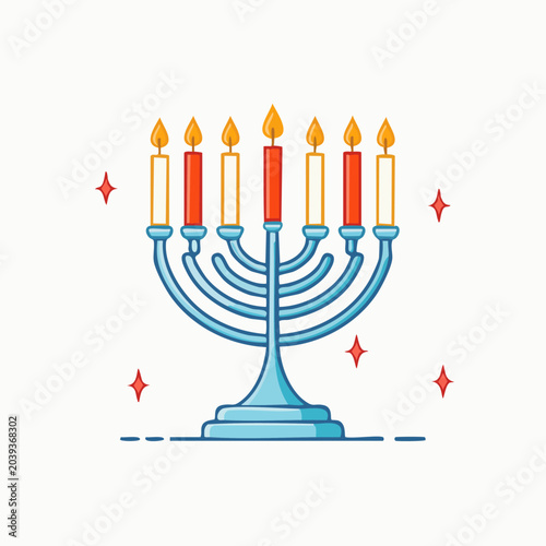 Hanukkah Menorah Illustration - A Symbol of Jewish Celebration and Light.