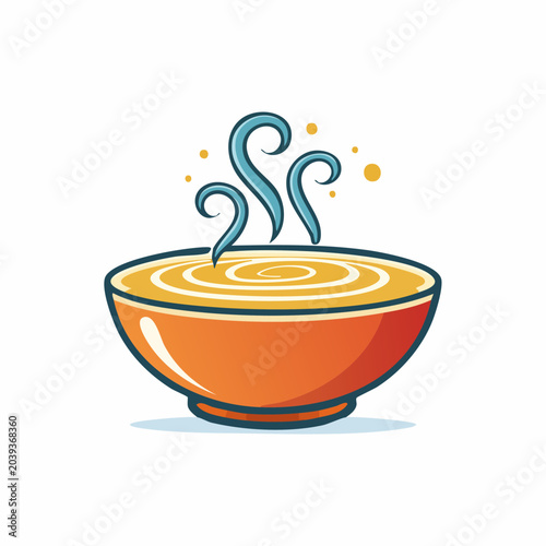 Hot Soup Bowl Steam Illustration.