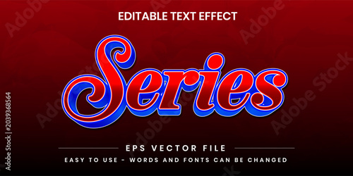 Series script 3D editable text effect vector on dark red background