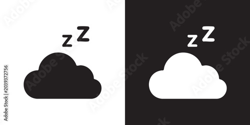Foto Minimalist Sleep Cloud Icon with Z Letters on White Background - Modern Night Re