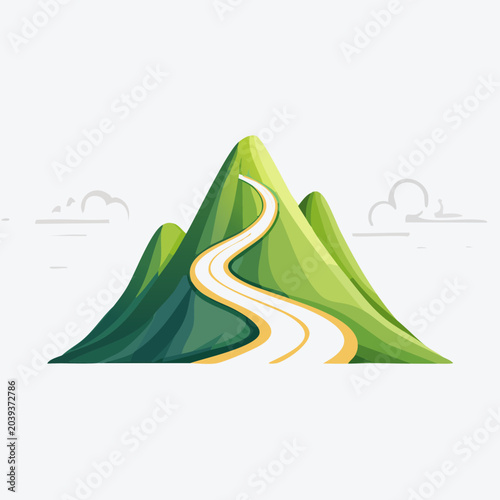 Mountain Road Illustration - A Scenic Journey to the Peak.