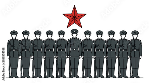 Schilderij op canvas Military Formation with Red Star Symbol