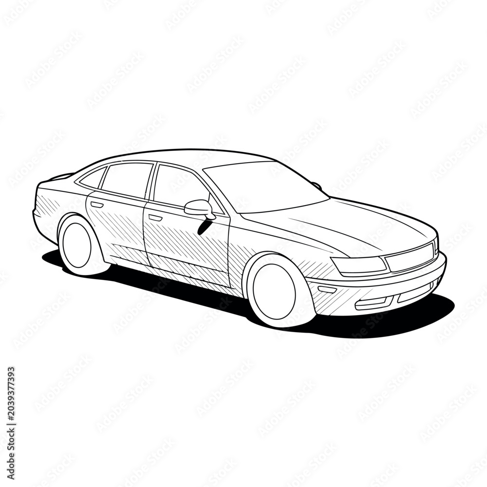 Naklejka premium Car engraving vector illustrations art