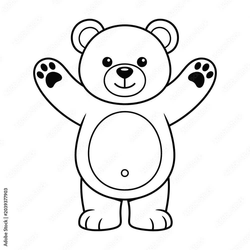 Fototapeta premium Cute standing bear with arms up