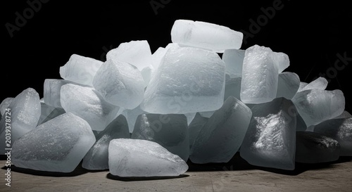 Thick Opaque Ice Chunks Pile