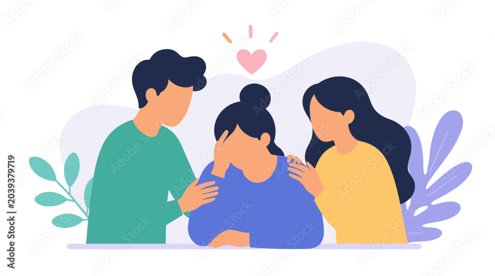 Fototapeta premium Family Group Embracing and Sharing Affection.