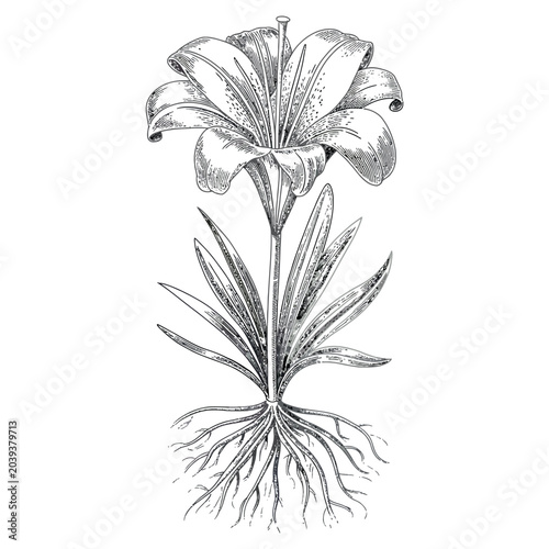 Lilly engraving vector illustrations art