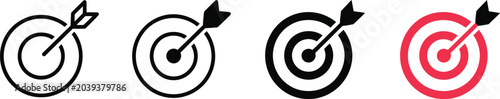 Cuadro en lienzo Target Icon With Arrow In Center Symbolizing Goal, Focus And Accuracy, Bullseye Pictogram For Success, Achievement, Strategy And Business Performance Goals