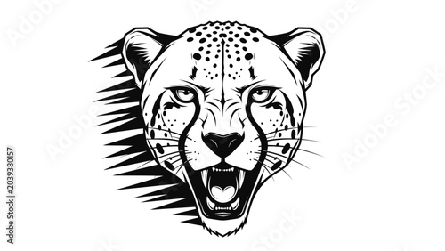Photography Aggressive Cheetah Head Vector Illustration