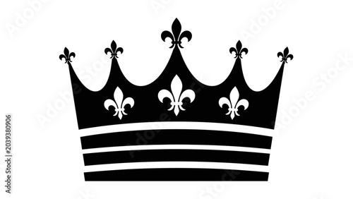 Canvastavla Minimalist Black Crown Icon with Fleur de Lis Details