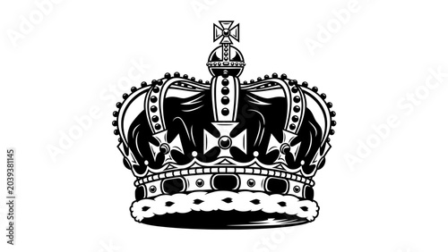 Bild auf Leinwand Classic Royal Crown Illustration in Black and White