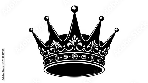 Schilderij op canvas Black and white regal crown silhouette icon
