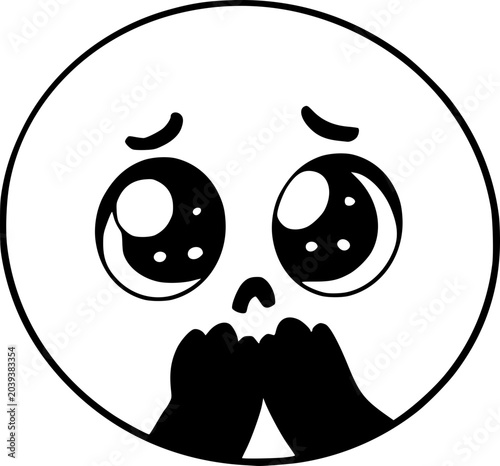 Tableau sur toile Hand Drawn Shy Face Emoji Outline