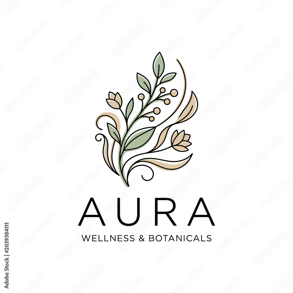 Fototapeta premium Botanical Logo Design with Leaves.