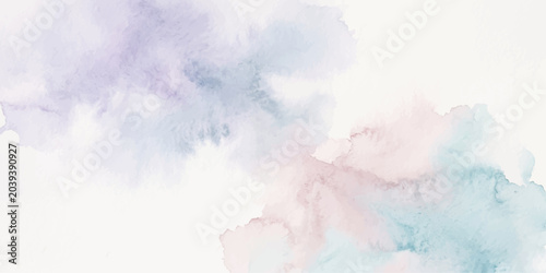 Quadro su tela Abstract watercolor sky with soft clouds and light blue atmospheric texture