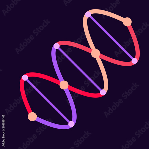Canvas Print Abstract colorful DNA double helix graphic representing genetic research biotech
