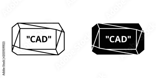 Foto Cad lettering inside abstract rectangular geometric frame icon set with engineer