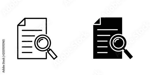 Fotografie Document with magnifying glass search icon set document magnifying research anal