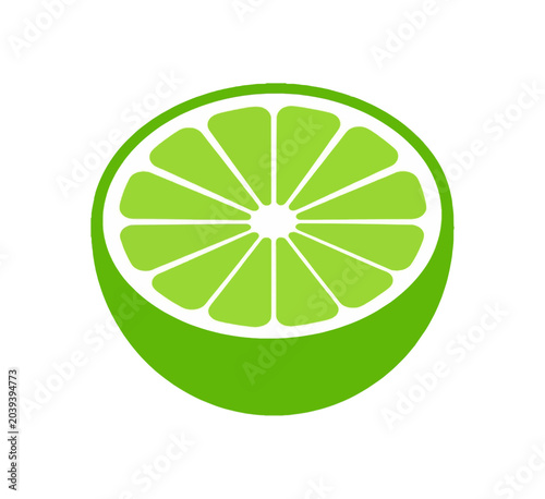Stylized Slice of Green Lime Fruit.
