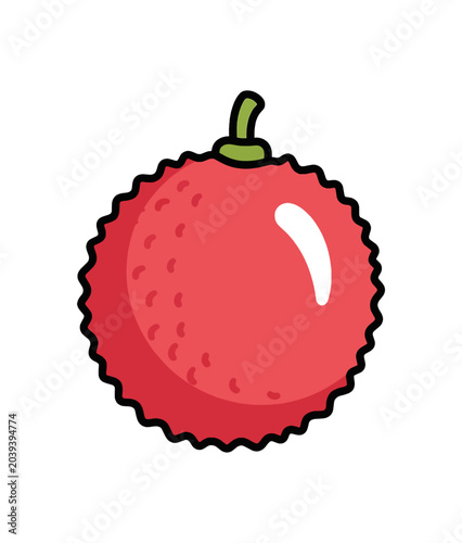 Illustration of a single ripe lychee fruit.