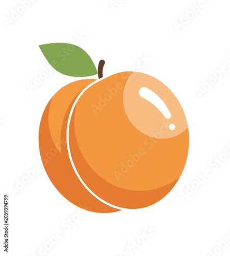 Vibrant Orange Peach Fruit with Green Leaf.