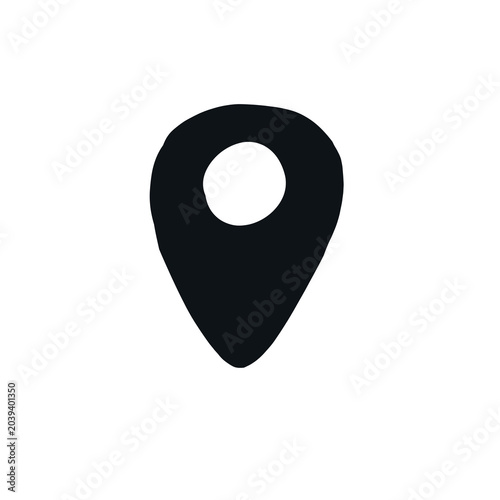 Pin icon in simple drawing style isolated illustration