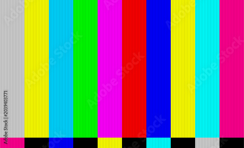 Retro Television Test Screen with Vertical Color Bars and Signal Pattern