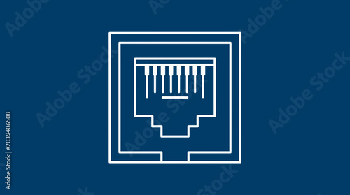 Tableau sur toile Ethernet Port Icon - Network Connection Symbol on Blue Background