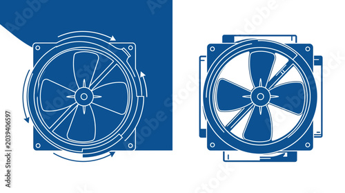 Photos Computer Fan Icon Set, Cooling System Technology