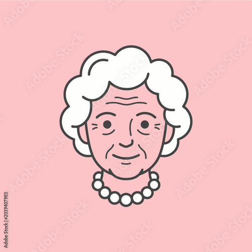 Schilderij op canvas A simple vector illustration of a smiling elderly woman face