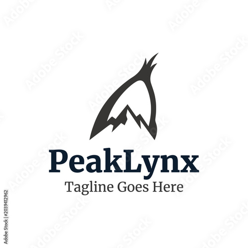 Tableau sur toile Minimalist mountain peak logo that cleverly incorporates the pointed silhouette of a lynx's ear