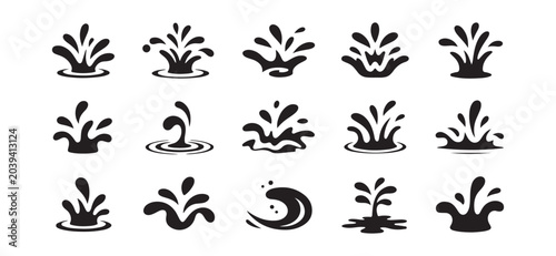 Fotografía Collection of Black Liquid Splash and Water Drop Vector Icons
