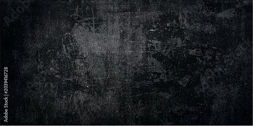 Quadro su tela Dark Grunge Wall Background with Black Textured Copy Space