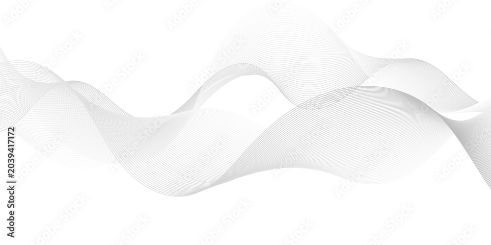 Fototapeta premium Vector wave digital white and gray gradient blend futuristic technology. Beautiful dynamic smooth space texture background. flow tech transparent line stripe energy connection web music and sound.